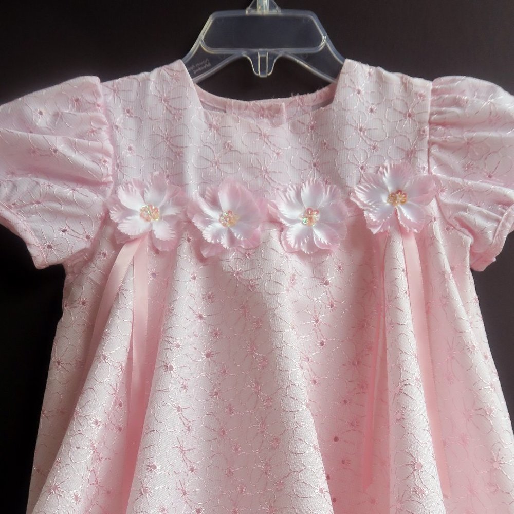 Bonnie Jean girls dress 24 months rose fabric with floral embroidery pink roses - Picture 7 of 8